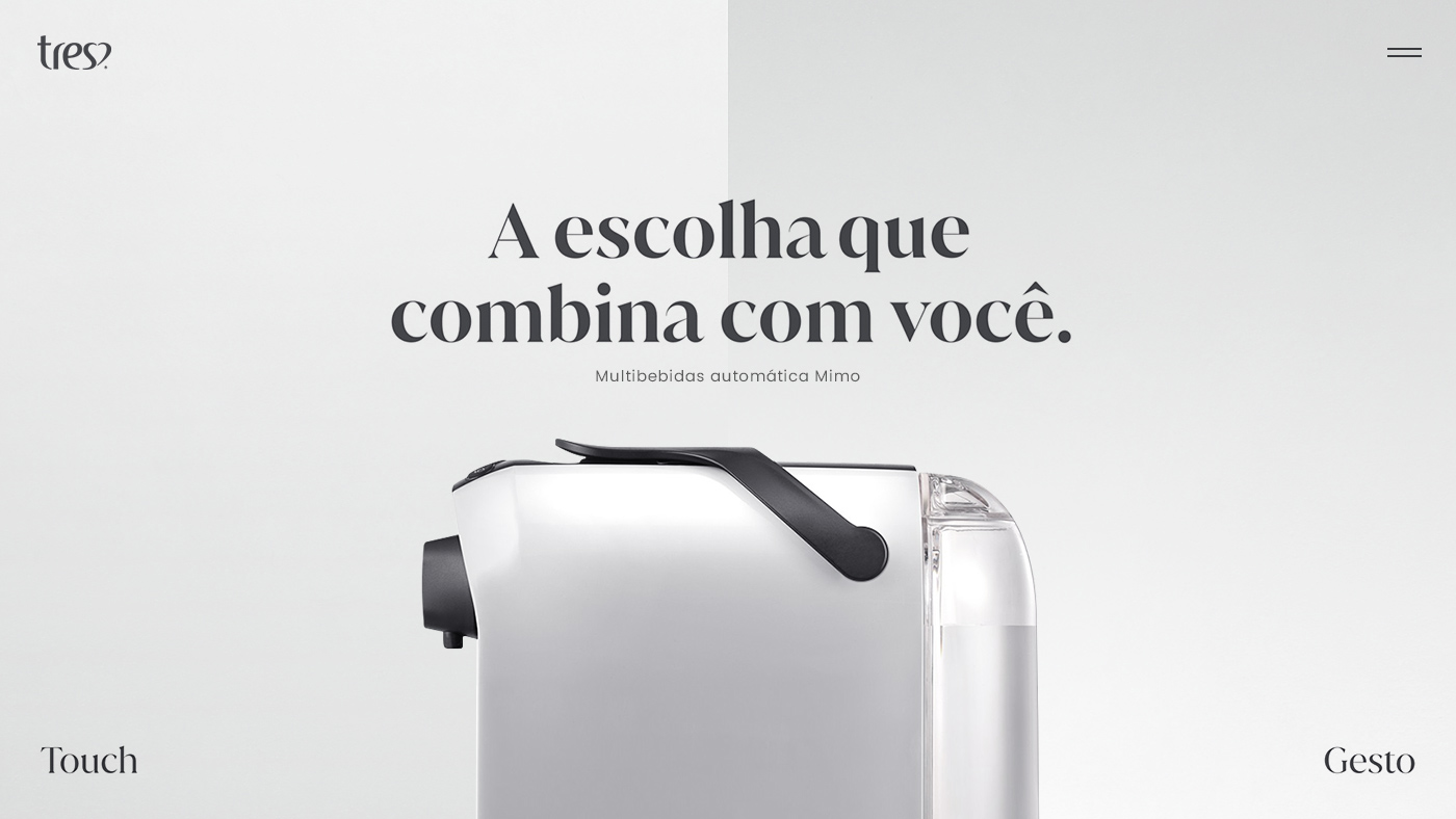 Design conceitual para tela de seleção do hotsite Caffitaly Espresso TRES, 3corações.